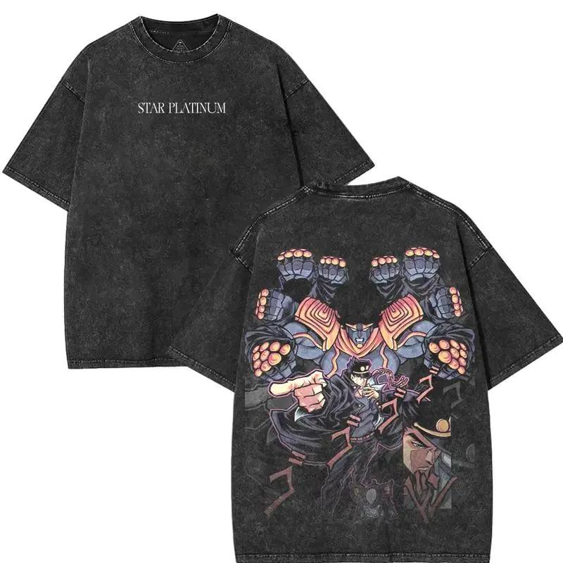 

Аниме JoJo s Bizarre Adventure Футболка с принтом Дзётаро Кудзё Мужская одежда Хлопковая футболка Ретро Выстиранная футболка Харадзюку Мужские топы XXL чёрный