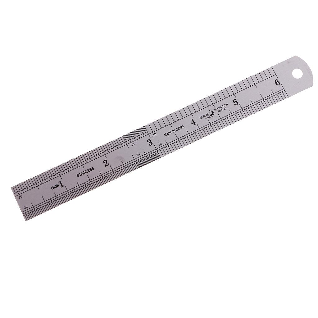 Stainless Steel Straight Ruler English/Metric , Sliver, 15cm