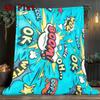 Blue Exploding Letters 2D Flat Pattern Flannel Blanket High Quality All Seasons Warmth and Comfort Perfect for Christmas Gifts.MMT0918392