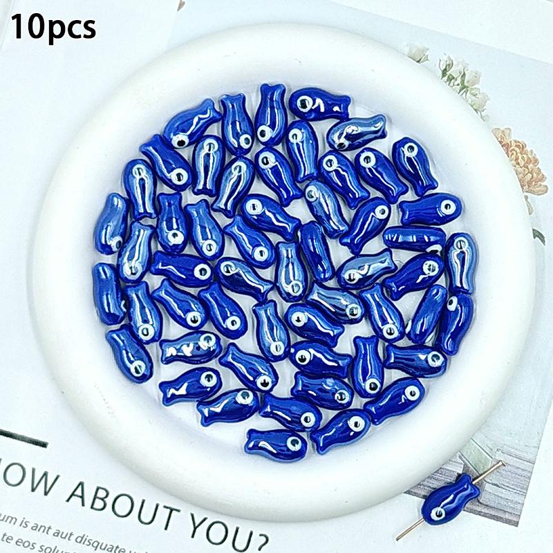 10Pcs Little Fish Ceramic Beads Diy Necklace Earrings Jewelry Accessories Pendants Loose Beads For Crafting