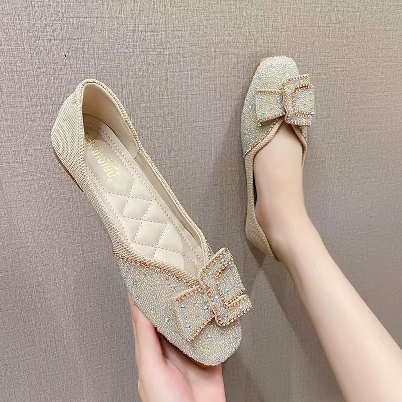 Fashion Women's Flat Shoes Moccasins Korean Style Ladies Footwear Square Toe Hot Trendy and Low Price Lastest High Quality Fashion