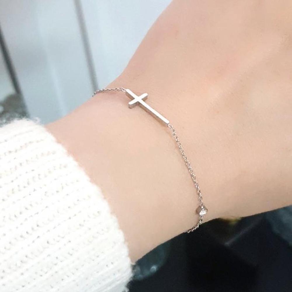 Surgical Steel Roa Cross Bracelet in Silver and Rose Gold (S8548324)