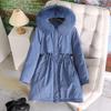 Pie overcome the new women's medium and long cotton-padded clothes, winter velvet cotton-padded jackets, and large fur collar jackets.