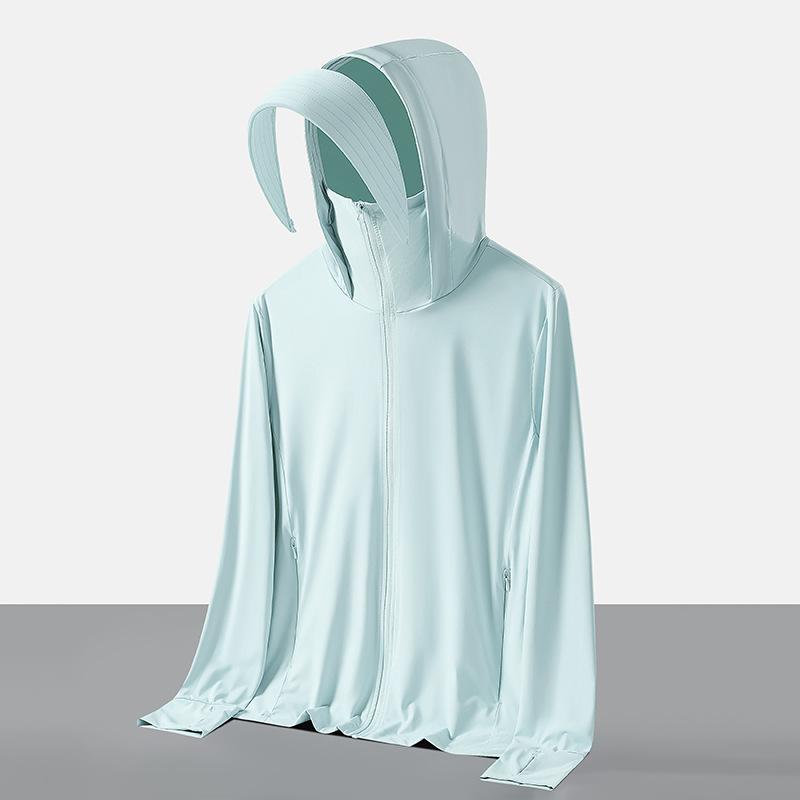 Raw yarn sunscreen clothing women's removable brim men's ice silk UPF + UV protection outdoor fishing sunscreen clothing