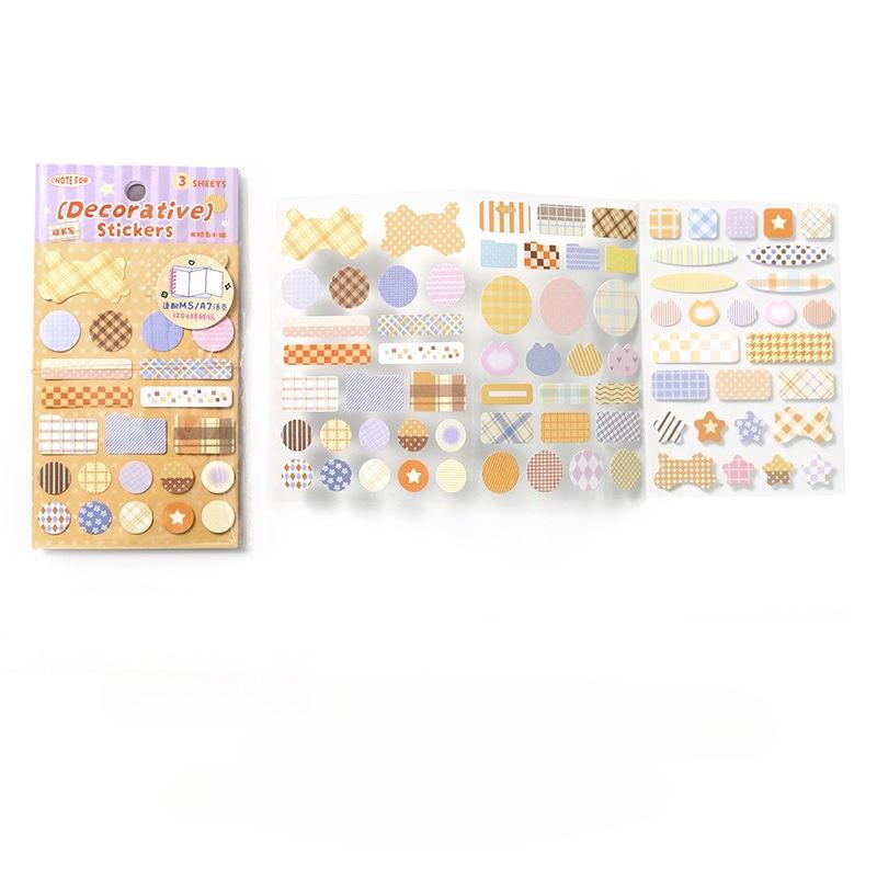 3sheet Simplicity Cute Sticker for M5 Size Scrapbook Note Plaid Butterfly Dot Style Journaling Sticker DIY Decor Decal Kid Gift