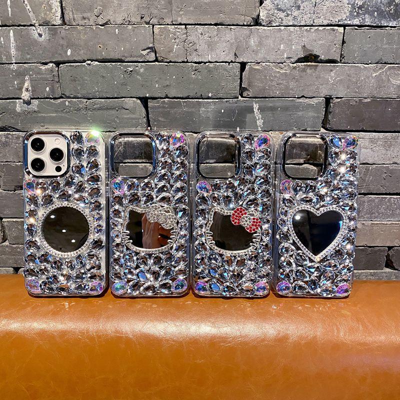 Applicable To Huawei Honor Mobile Phone Case Ins Premium Feeling Full Diamond To Enjoy the Luxury of 70X Cat Makeup Mirror P60