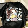 Women's Summer Loose Fit Crew Neck Short Sleeve Cotton T-Shirt, Cute Cartoon Graphic Print, Breathable For Daily Wear, Sweet Gift For Cartoon Pr