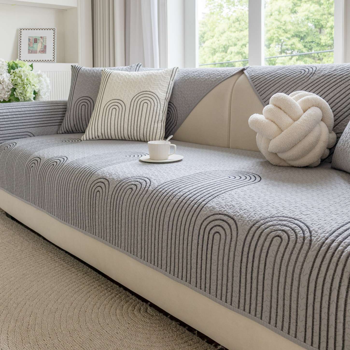 

Premium straight row sofa cushion universal in all seasons 2025 new sofa cover cloth leather sofa special non-slip cushion 45 * 45Cm pillow cover