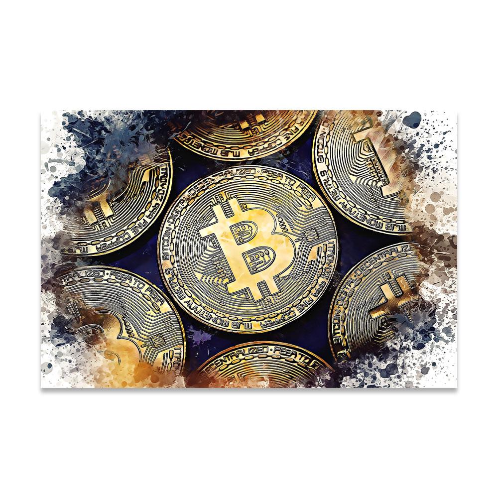 

Графіті Bitcoin Crypto Art Абстрактні картини на полотні Плакати та принти Настінне мистецтво Мотивуюча картина для декору вітальні Cuadro 21x30 No Frame