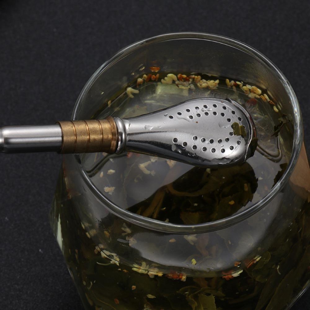 2 Piece Creative Stainless Steel Yerba Mate Tea Spoon Detachable Rust-proof Drinking Straw Reusable Straw Spoon Drinkware