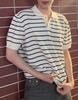 WORK ON BODY OFF Easyon Semi-Overfit Striped / Solid Collared Short Sleeve Knit (5 Colors) (Type A)