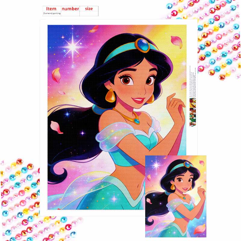 Disney Diamond Painting Kit Full Diamond Round Jasmine Home Decor Craft GiftPerfect For Magical Nights