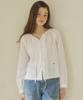 OURHOPE Ribbon Shirred Blouse - Ivory