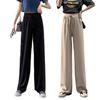 Pantalones de Mujer de Pierna Ancha de Seda Helada de Cintura Alta - Finos de Primavera/Verano, Largos hasta el Suelo, Holgados, de Pierna Recta, Diseño Casual con Caída