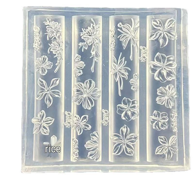 Embossed Ice Flower Nail Art Silicone Mold for Easy Demolding - DIY Resin Nail Polish and UV Gel Accessories