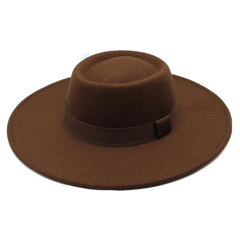 Popular European and American Simple Wool.cm Brim Men's and Women's Autumn and Winter Warm Outdoor Oval Ring Top Hat