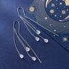 Modian Trendy Wedding Earring for Women 925 Silver Dazzling CZ Long Chain Tassel Water Drop Dangle Earring Fine Jewelry