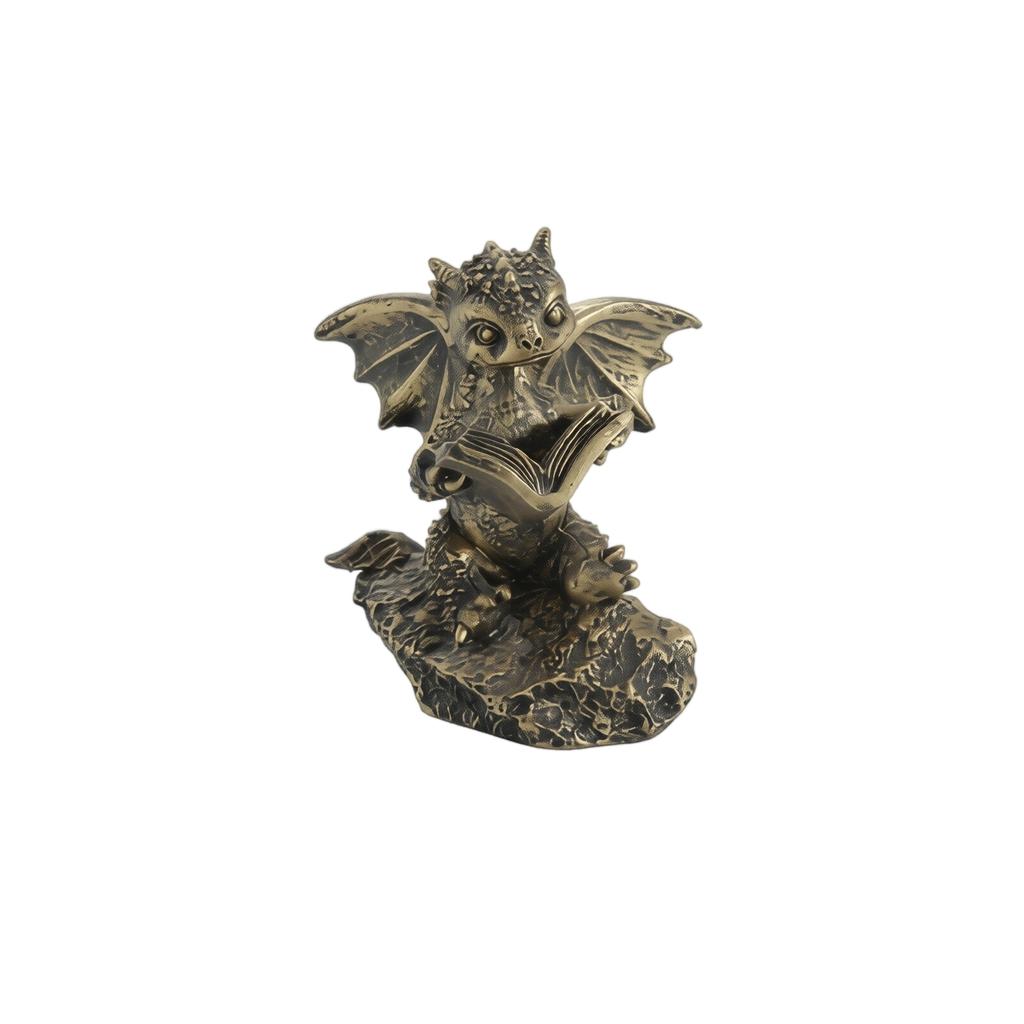 Resin Dragon Figurine Reading Book Decorative Sculpture Creative Home Ornament Desktop Display Gift Collectible Art