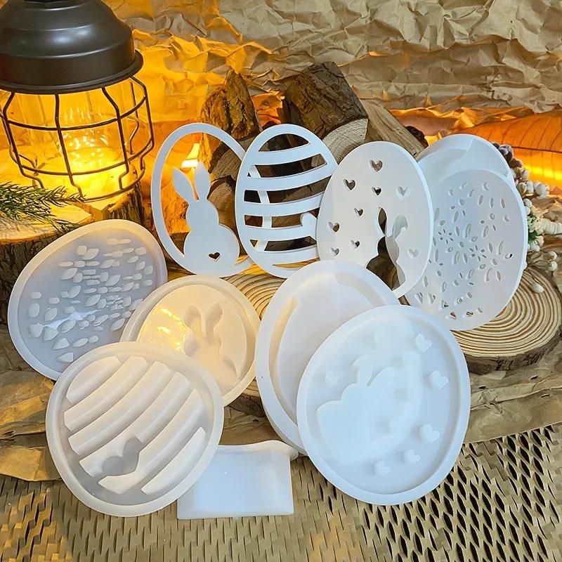 A Top-quality Easter Bunny Egg Hollow Lamp Silicone Mold for Cement Drop Crystal Crafting Silhouette Decoration Home Garden Art