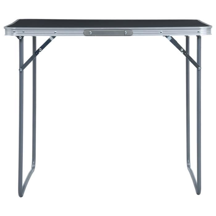 VidaXL Table pliable de camping avec cadre en métal 80x60 cm Gris