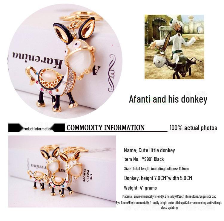 Cute Rhinestone Donkey Car Keychain - Women's Bag Accessory & Small Gift