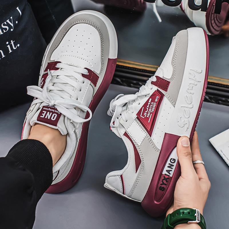 Men's shoes leather waterproof and non-slip little white shoes men's Korean version trendy versatile platform sports shoes casual Hong Kong style dad