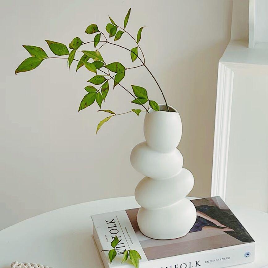 Irregularly Shaped Ceramic Cobblestone Vase for Floral Arrangements