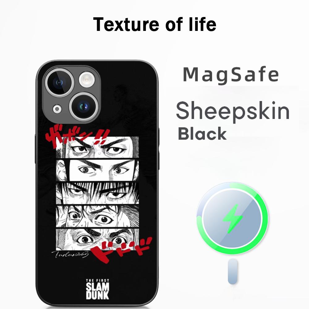 Slam Dunk Classic Basketball Comics Phone Case For iPhone 16 15 14 13 12 11 Plus Pro Max  High-end Luxury Magsafe Sheepskin