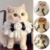 Elegant Design Pearl Pet Collar Lace Collar Silk Ribbon Scarf Bowtie Necklace Special Occasions