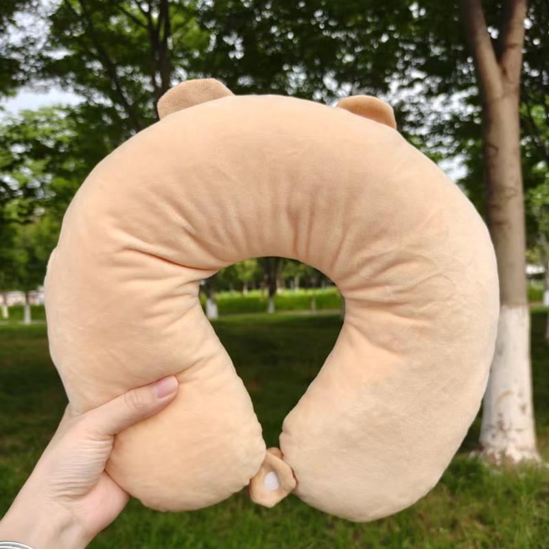 Capybara Plush U Shape Pillow Portable Travel Pillow Outdoor Nap Sleeping Office Worker Students Neck Pillow Birthday Gift
