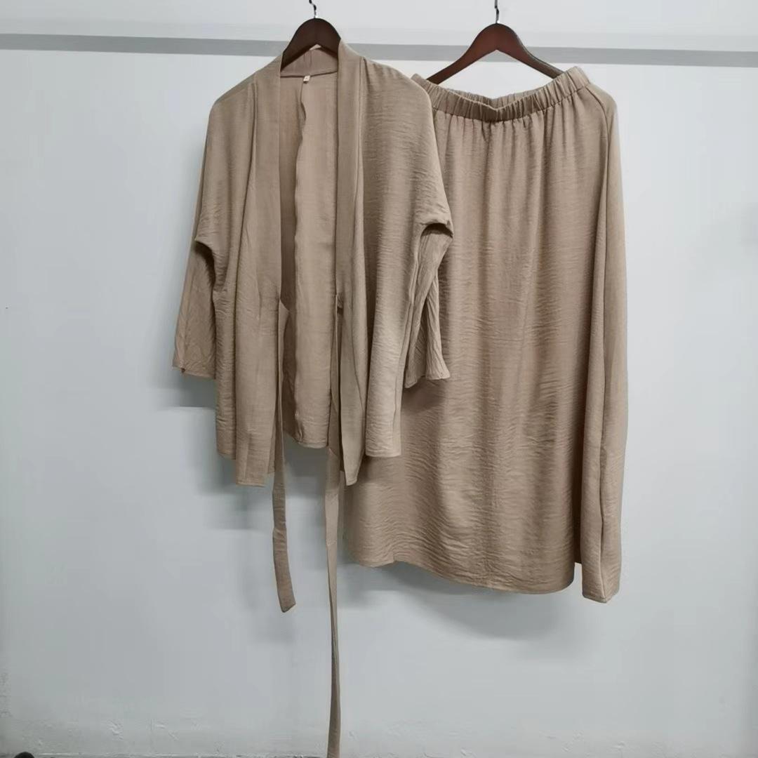 

Комплект Yiduo Duo однотонный с V-образным вырезом на шнуровке, топ и юбка, Дубай XS/S хаки