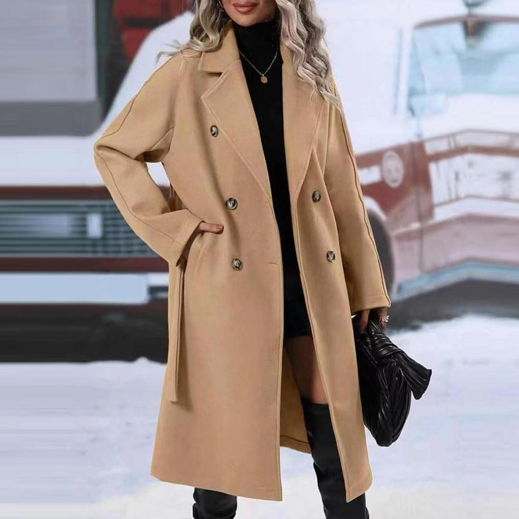 Fashion Trench Coats For Women's Long Trench Coat Slim Classic Solid Color Coats