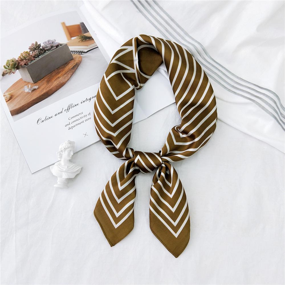 70 Stripes Small Silk Scarf - Women's Spring/Summer/Autumn Versatile Korean Neck Protection Neck Scarf