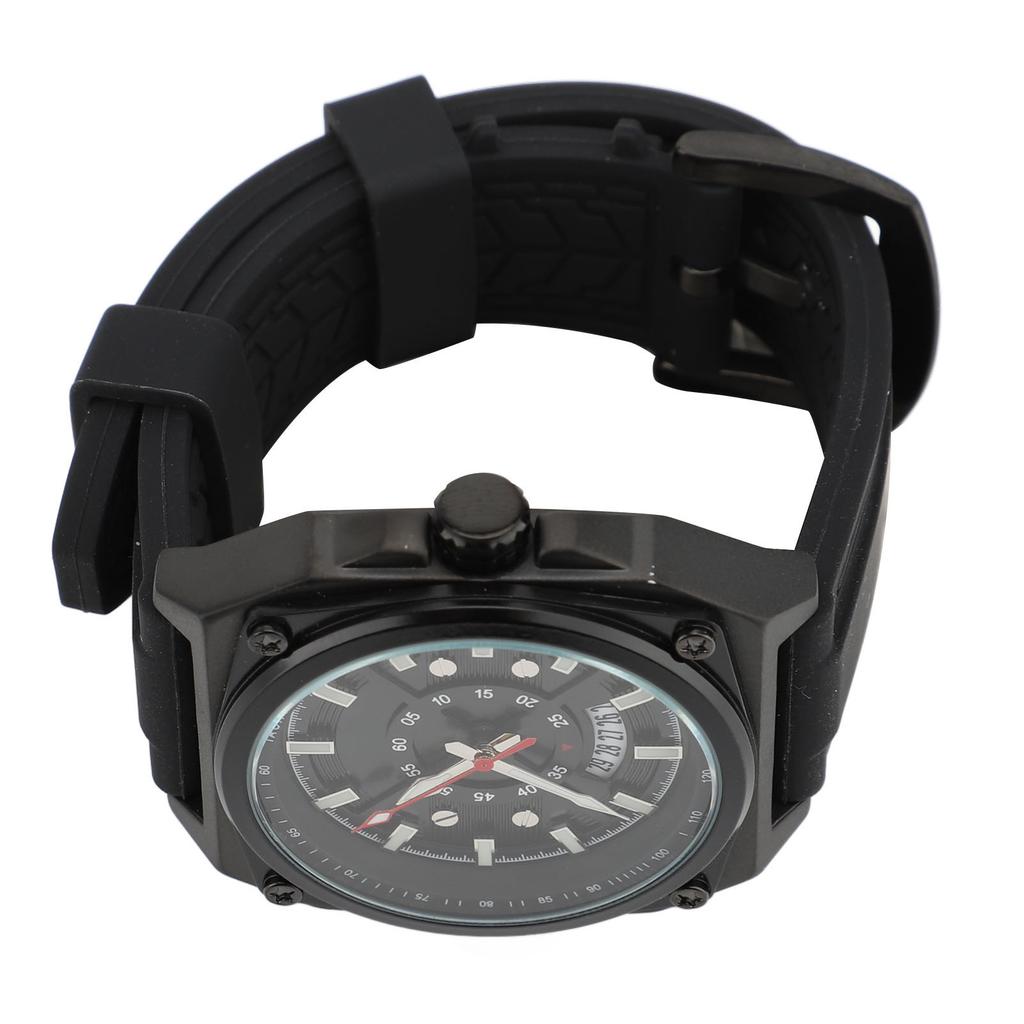 Men Multifunctional Quartz Watch Water Resistant Silicone Strap Stylish Wristwatch Casual Business Chronograph Watch