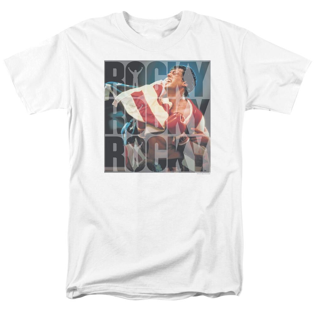 Rocky Chant T Shirt Mens Licensed Boxing Movie Tee Rocky Balboa White L