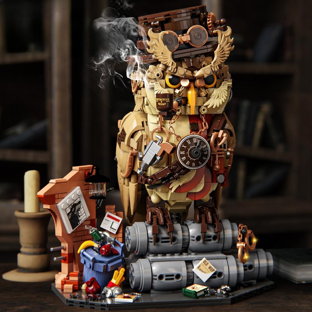 1286 Teile Eulen-Detektiv Baustein-Sets Magisches Tier MOC Stein Modell Pädagogisches DIY Spielzeug Kreative Geschenke Für Kinder Erwachsene