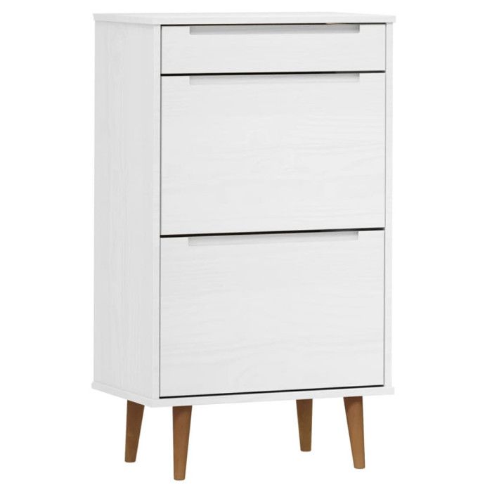 VidaXL Shoe Cabinet MOLDE White 59.5x35x103 Cm Pine Wood 350526