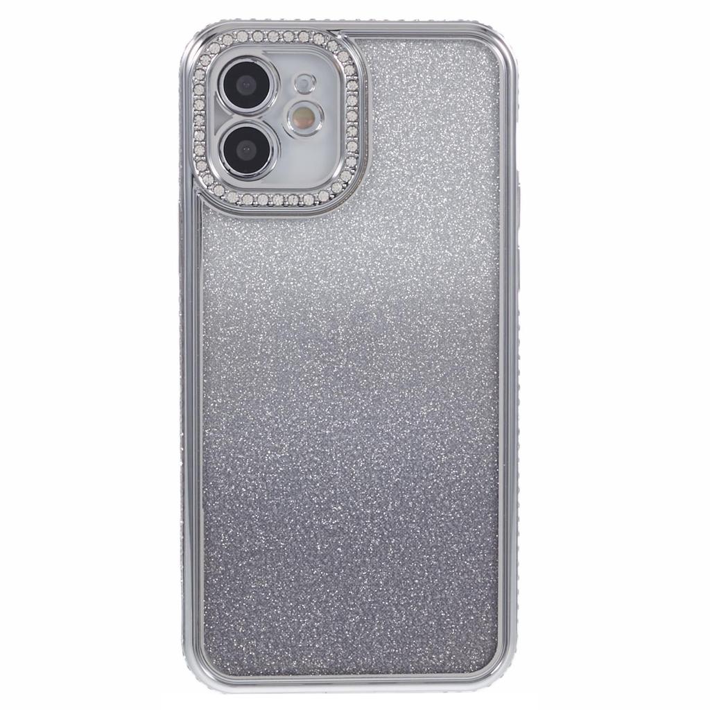 For iPhone 12 Case Scratch-Proof TPU Rhinestone Decor Gradient Phone Shell