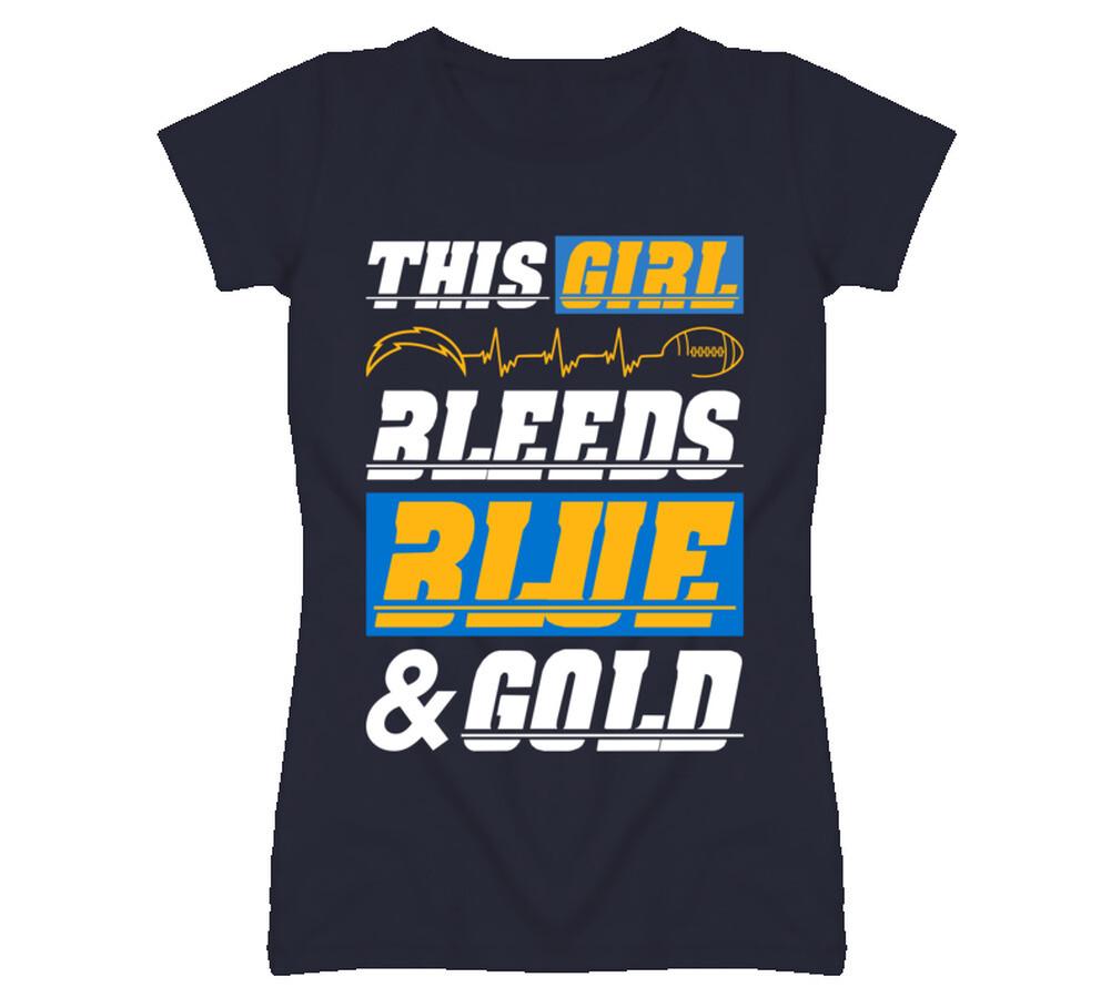 San Diego Chargers This Girl Bleeds Blue and Gold T Shirt M
