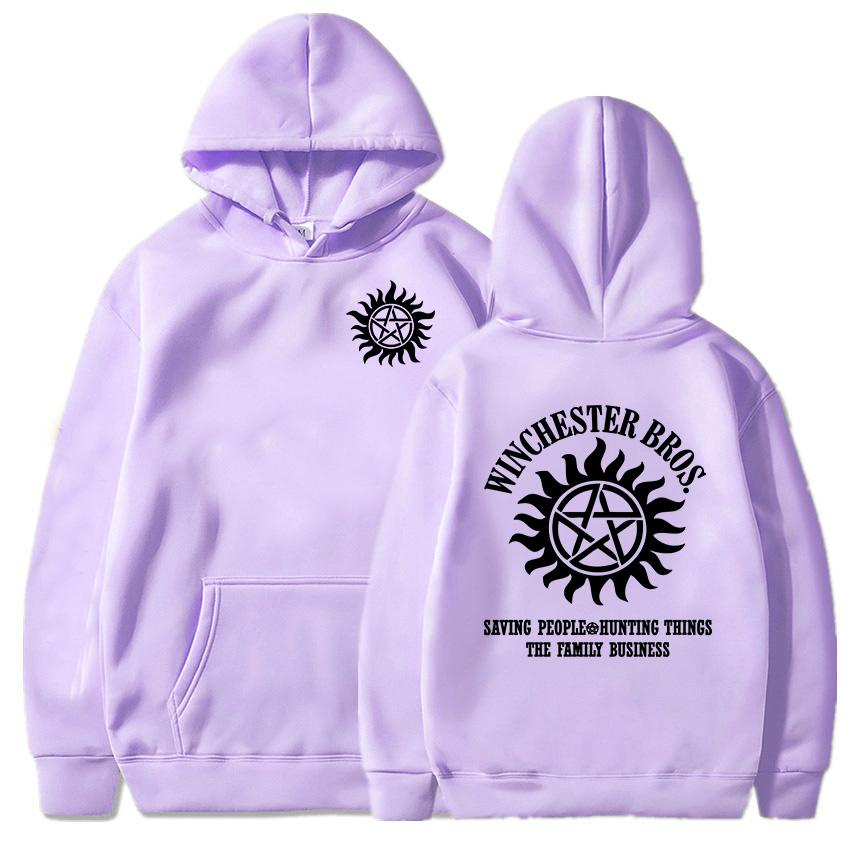 Толстовки Supernaturall Winchester Bros зимние толстовки с капюшоном с длинным рукавом повседневные мужские свитера с мягкими карманами Moletom Masculino L фиолетовый 2100₽