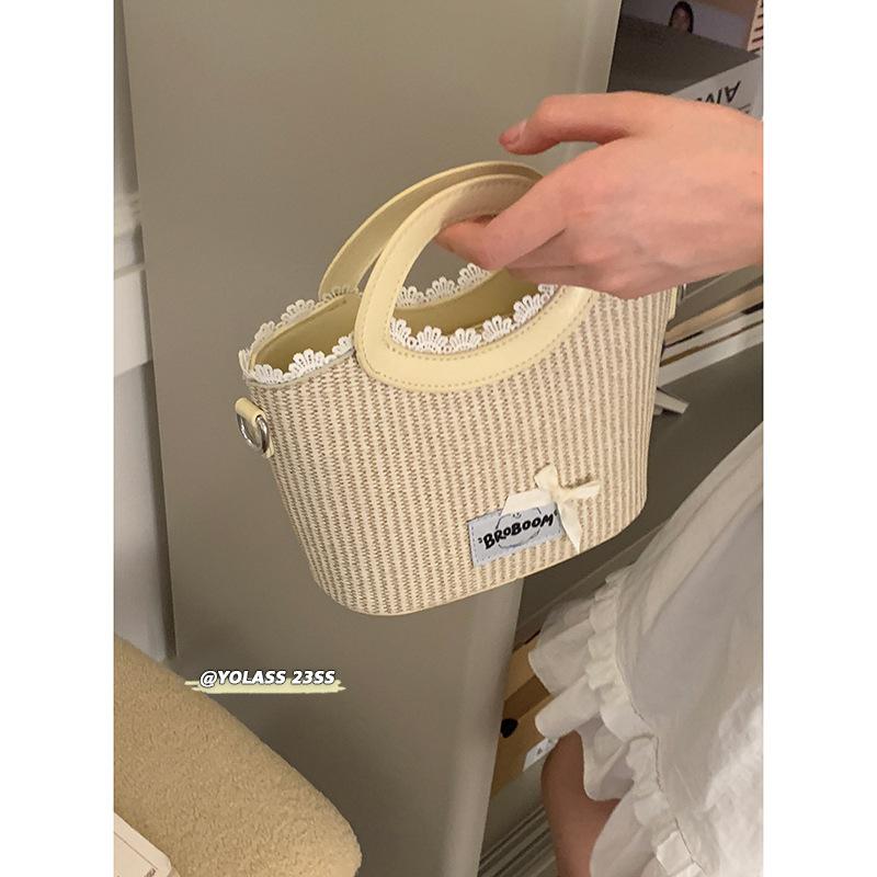 Summer Fashion Straw Bag Women's  New Sweet Girl Feeling Portable Vegetable Basket Bag Versatile Messenger Bag