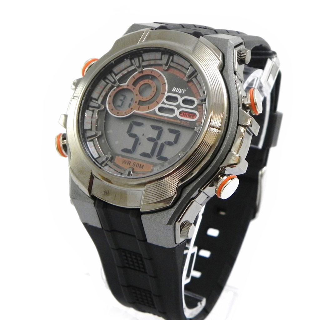 Les Trésors De Lily [I0149] - Montre Sport 'Busy' orange gris