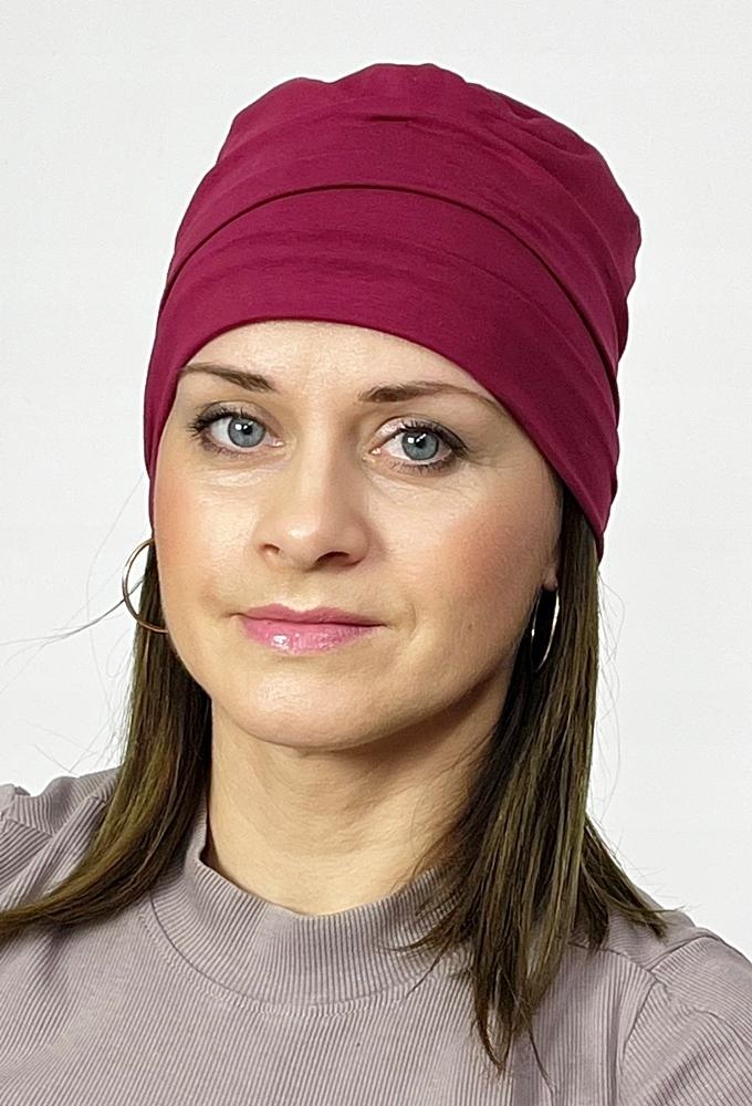 Iryda Turban Made of Wine-Colored Cotton, a Fashionable Cap Even After Chemotherapy