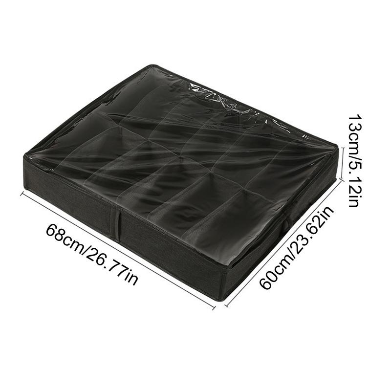 Faltbarer Unterbett-Schuhaufbewahrungsorganizer Staubdichte Aufbewahrungsbox aus Vliesstoff mit klarem Fenster Platzsparender Schuh-Organizer