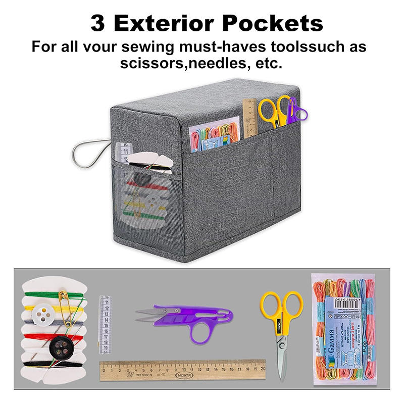 Universal Sewing Machine Cover with Storage Pocket & Side Handles Protective Dust Cover for Most Standard Sewing Machines