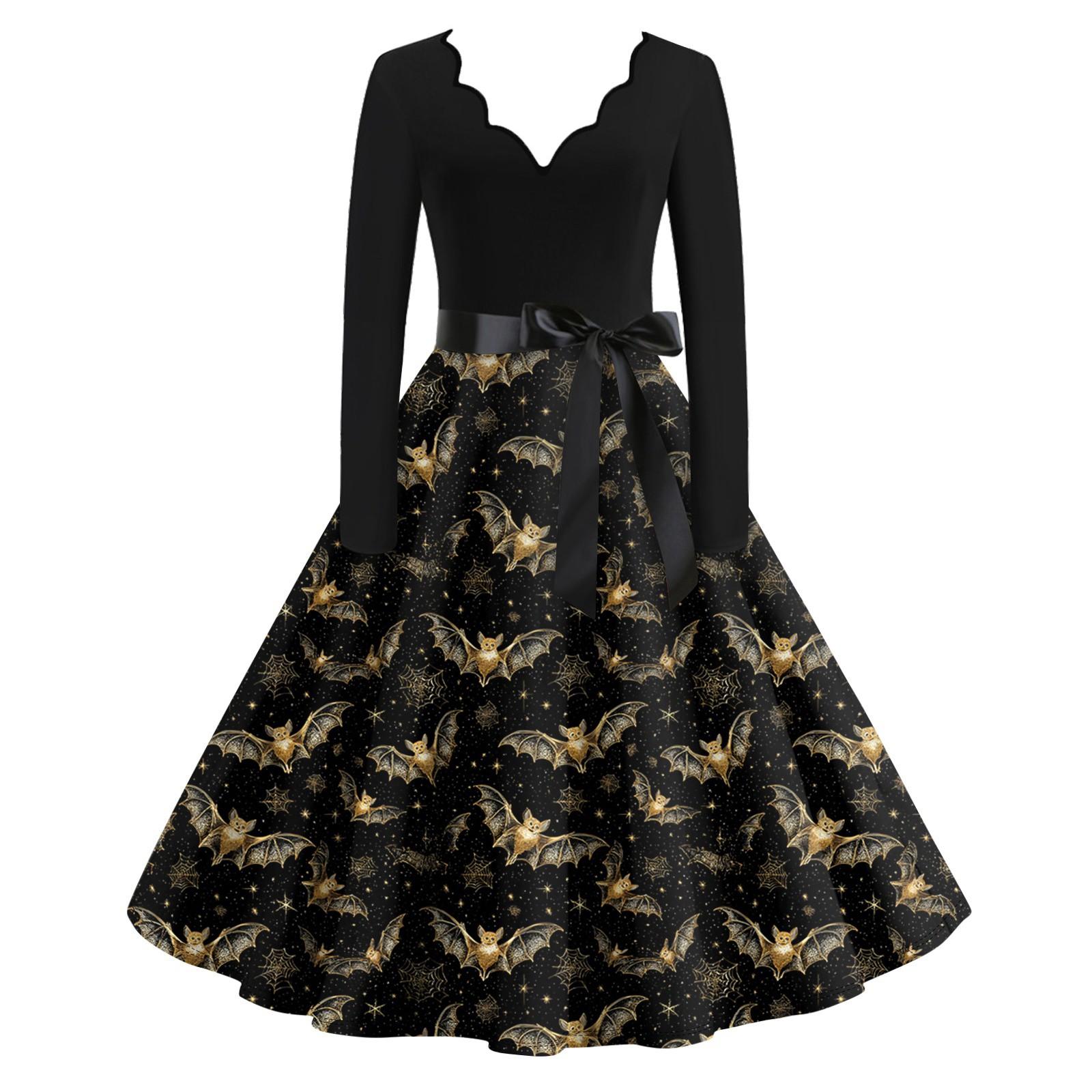 

Женские повседневные модные длинные платья с графическим принтом на Хэллоуин XL жёлтый