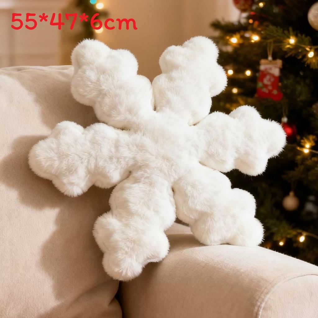 Snowflake Plush Cushion For Living Room Decor With Soft Rabbit Fur Cover