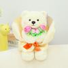 Themed Rose Floral Rabbit Stuffed Toy With Soft Short Fur For Romantic Gift
