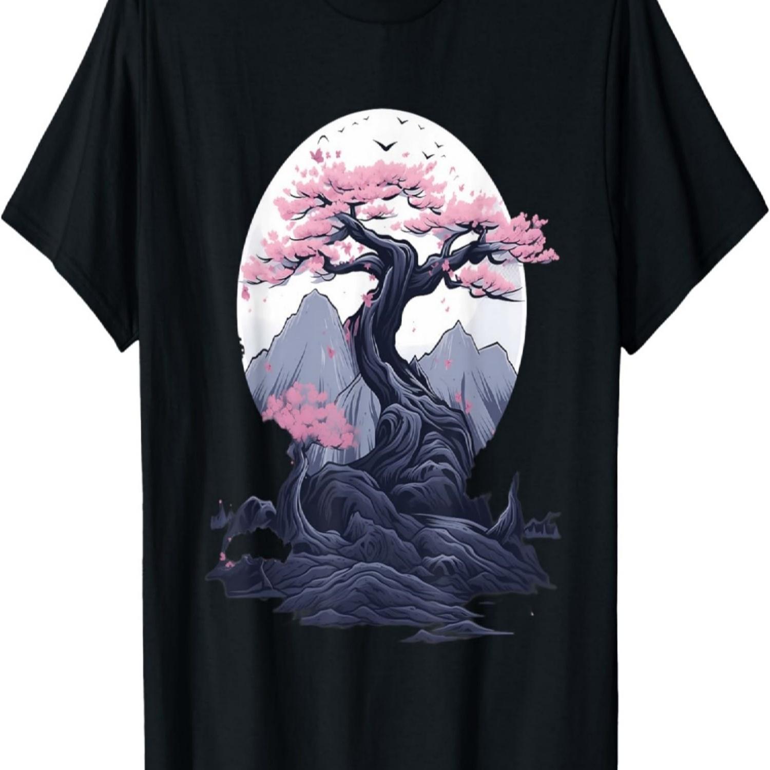 Sakura Garden With Fuji And Cherry Blossom Hanami T-Shirt S чёрный