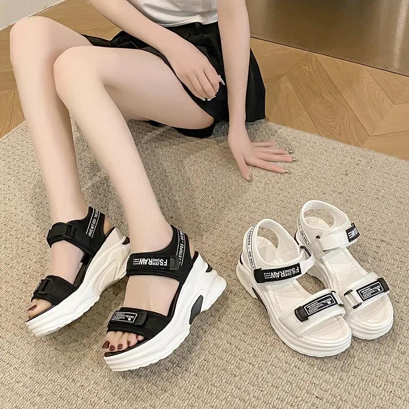 Fashion Sports Sandals for Women 2024 New Summer Wedge Muffin Platform Fish Mouth Daddy High Heels To Increase Women's Shoes
